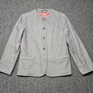 Vintage Russ Petites Womens M Wool Blazer Gray USA Union Made Classic Jacket